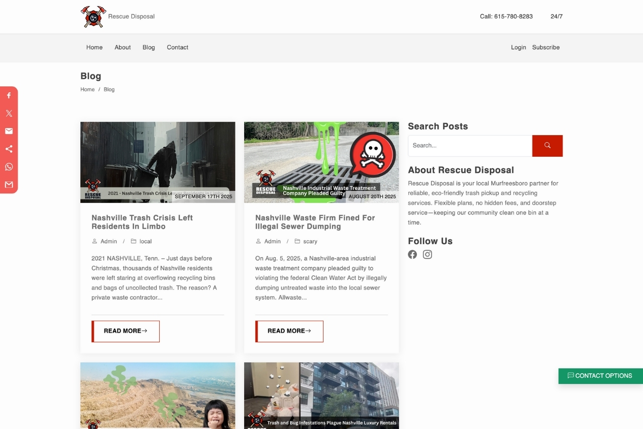 Rescue Disposal blog and content management output